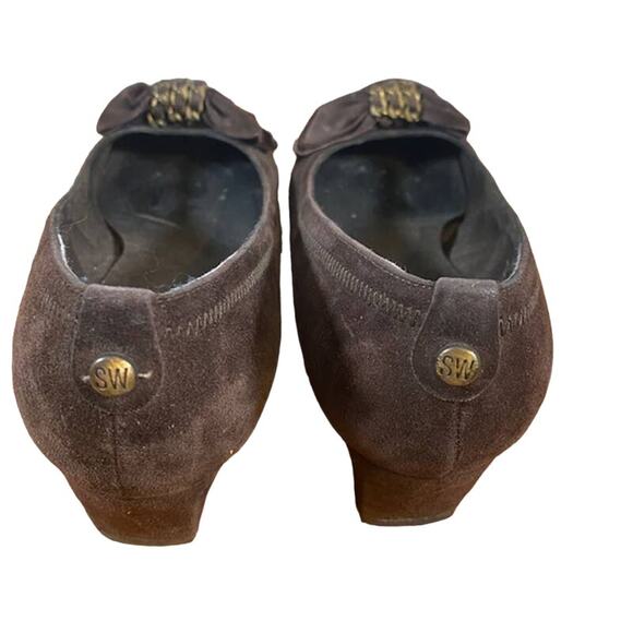 Stuart Weitzman Women’s Brown Frobozzie Chain Detail Wedge Heels Size 6.5 - Picture 7 of 12